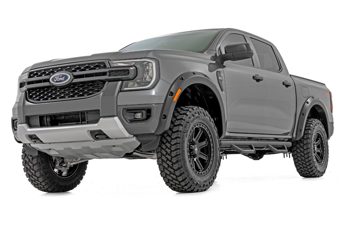 Ford Ranger Suspension Lift Kit - Front + Rear - Rough Country - 3 Inch, N3 Struts, Tubular Upper Control Arms - '24-'25